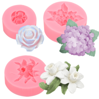 3PCS Flower Silicone Mold 3D Flower Shapes Resin Candle Molds Round Rose Peony Soap Molds for Candle Making Silicone Fondant Chocolate Cake Decorating Concrete Clay Casting Craft Mould