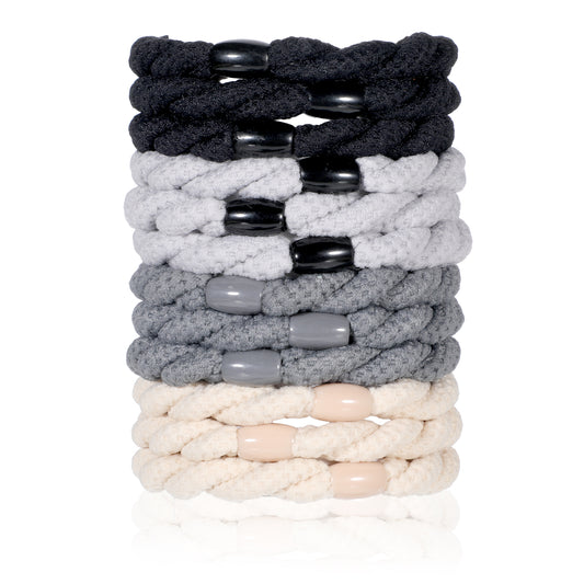 12 PCS Braided Hair Ties for Men, Bracelet Braided Hairs Ties with Smooth Beads No Crease Strong Hold Bracelet Bands No Slip Elastic Band Multi Color Mens Bun Accessories for Many Hair Types