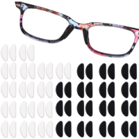 30 Pairs Eyeglasses Nose Pads Anti-Slip Soft Glasses Nose Pad Replacement Silicone Adhesive Transparent Eyeglass Noses Pads for Full Plastic Frames (Clear+Black 1.0mm)