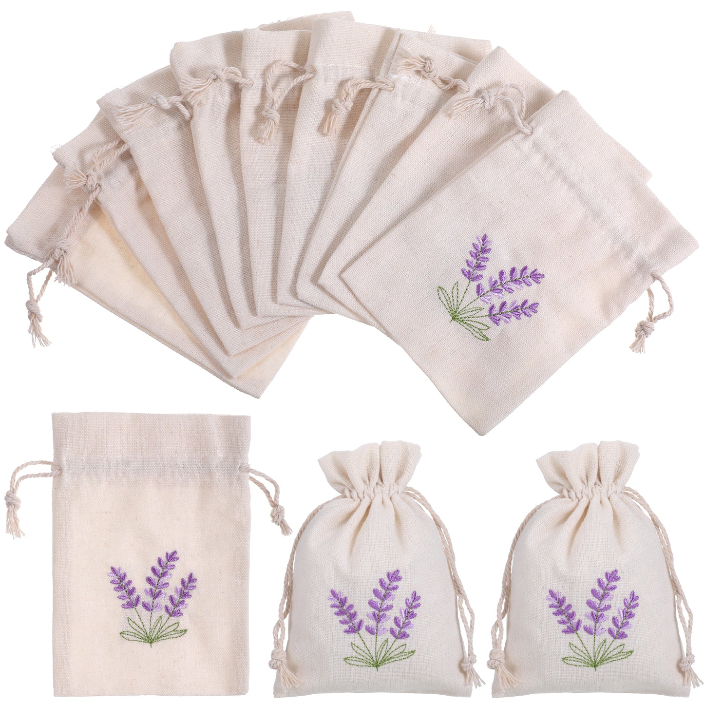 Lavender Sachet Bags 12PCS Small Burlap Gift Bags Drawstring Cotton Pouch