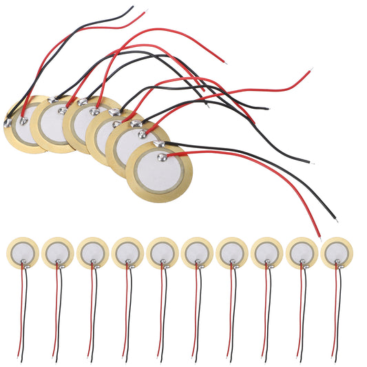 20 Pcs 20mm Piezo Discs with Leads Transducer Contact Microphone Trigger Sound Sensor Acoustic Microphone Piezo Pickup Elements for Microphones Trigger Pickup CBG Guitar