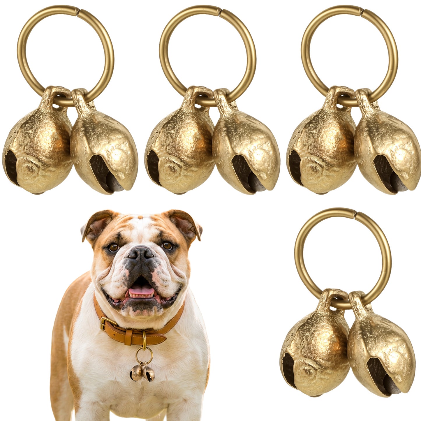 Viliqiou 8 Pcs Bells for Dog Collars, Copper Dog Collar Bell Loud