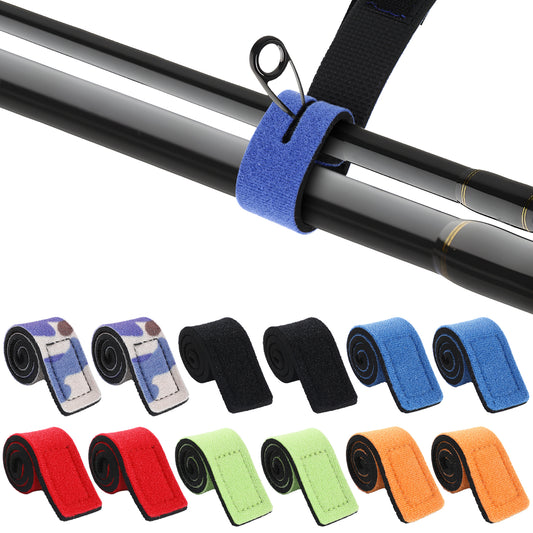 Hariendny 12 Pack Fishing Rod Wrap Strap Fishing Rod Ties Fishing Pole Belt Stretchy Rod Straps Holder Elastic Fishing Tackle Ties Casting Rod Strap for Fly Rods