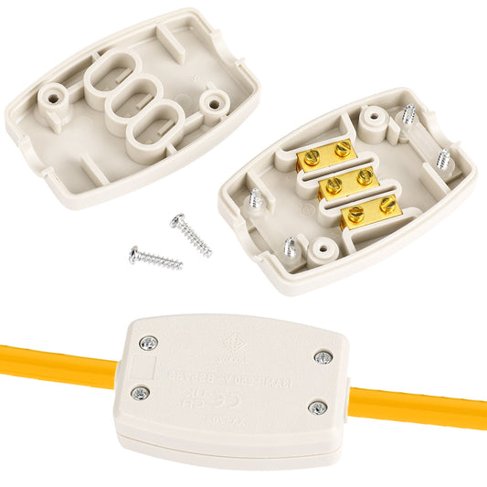 2 PCS 3 Terminal Electrical Junction Box 13A 250V Flex Connector Cable Joiner Box 3 Core Cable Joiner White Cables Connectors Erminal in-line Connector For Indoor And 0utdoor Lighting Power supply