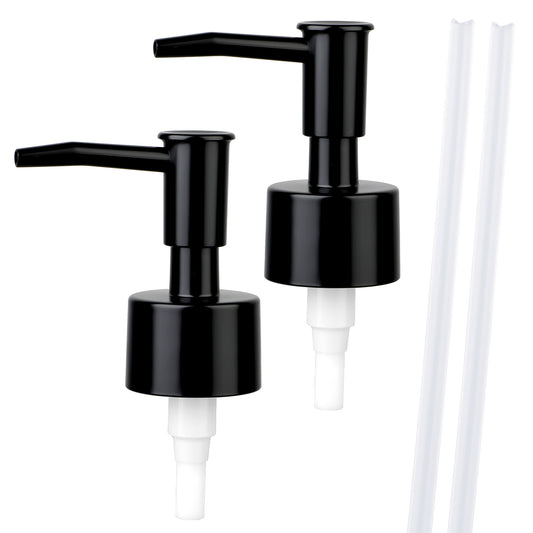 2 Pack Black Soap Dispenser Pump Replacement Plastic Top Dispenser Pumps Reusable for Hand Soap Dispensers Regular Glass Mouth Lotion Bottles