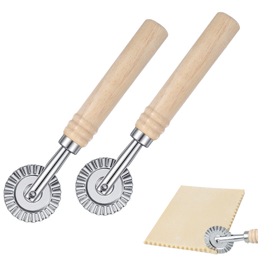 Pasta Cutter Wheel, Pastry Cutter Wheel Professional Ravioli Cutters with Ergonomic Wooden Handle Press Rolling Rotary Cutters Pizza Pastry Tools for Pasta Pastrys Dumpling Noodles Kitchen