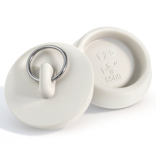 2Pcs Rubber Drain Stopper, Fits 1-5/8 Inch to 1-3/4 Inch Bathtub Drain Plug with Hanging Ring for Kitchen Bathroom Shower Laundry