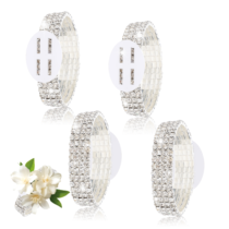 4Pcs Rhinestone Corsage Wristlet Bracelet Corsage Rhinestone Elastic Wrist Prom Rhinestone Corsage Bracelet Wedding Corsages Rhinestone Bracelet for Bridesmaid Bridal Shower Party