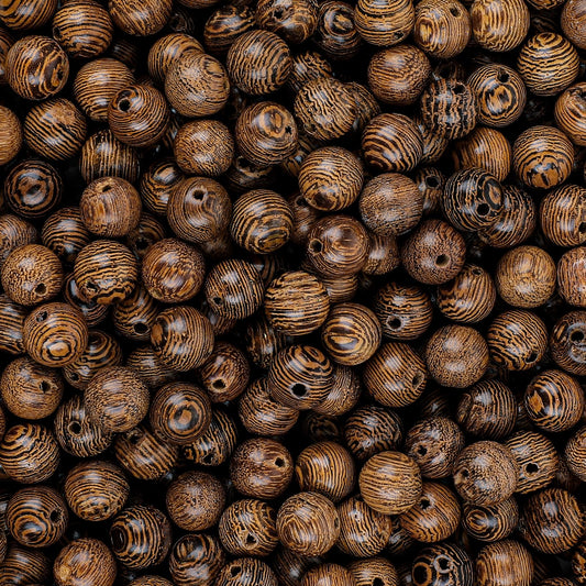 8mm Wooden Beads Round Striped Wood Beads Round Wood Beads Dark Brown Wooden Beads Wooden Loose Beads for DIY Bracelets Jewelry Making(400Pcs)