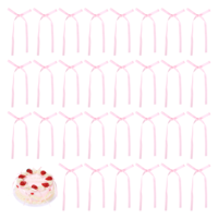 30 Pack Bow Cupcake Toppers, Pink Vintage Birthday Bowknot Ribbon Cake Topper, Bow High Footed Cup Cake Wall Party Decorations, Bridal Baby Shower Wedding Picks Supplies