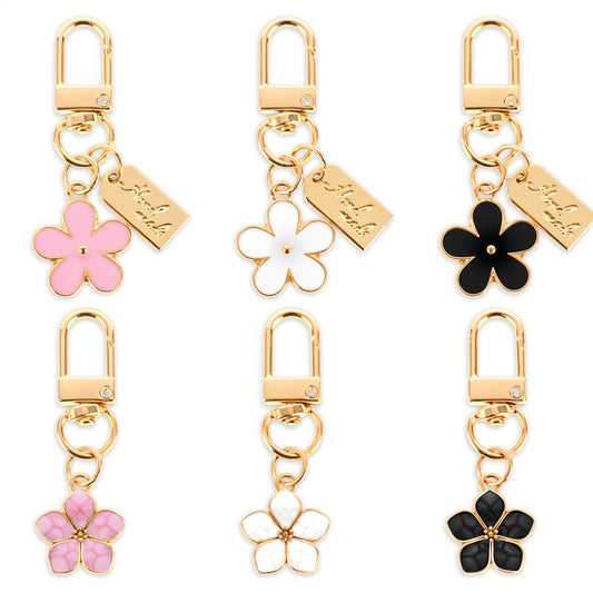 Hariendny 6 Pcs Cute Flower Keychain Charms for Women, Purse Charms Flower Bag Charms Aesthetic Purse Keychain Keychain Charms Bag Charms for Purse Handbags Backpacks Car Accessories