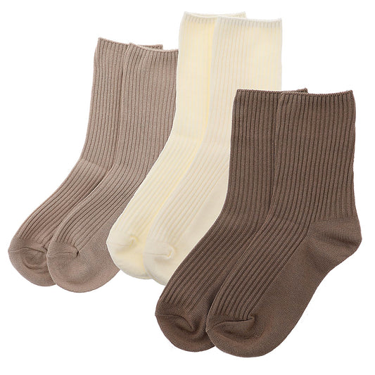 Vin Beauty Womens Socks, 3 Pairs Women’s Multi pack of Colorful Cotton, Cotton Breathable Wicking, Cotton Socks for Women, Suitable for Sports, Leisure and Parties(Beige, Light Brown, Dark Brown),