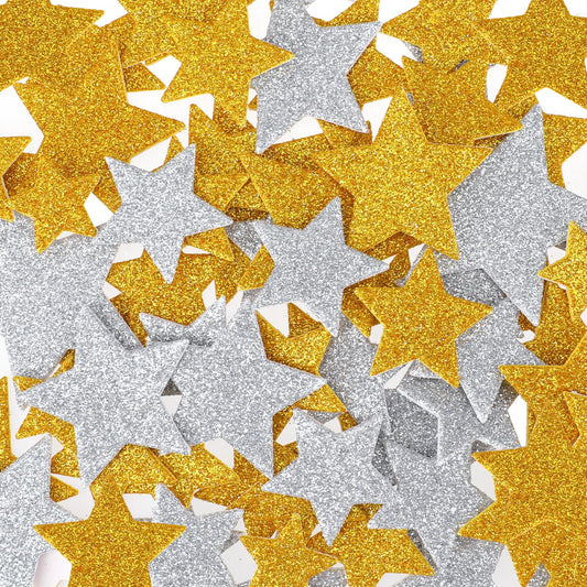 200 Pcs Gold and Silver Glitter Star Foam Stickers Self Adhesive Reward Star Stickers Mini Teacher Reward Scrapbook Stars for Children DIY Art & Craft Projects