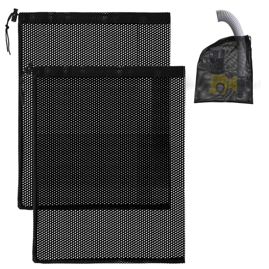 2 Pack Pond Pump Bag Pond Pump Filter Bag Pump Barrier Bag Large Pump Nylon Mesh Bag Pond Filter Mesh Bag with Drawstring Black Media Bag Household Water Pump Filter Accessories 30.5 × 40 cm
