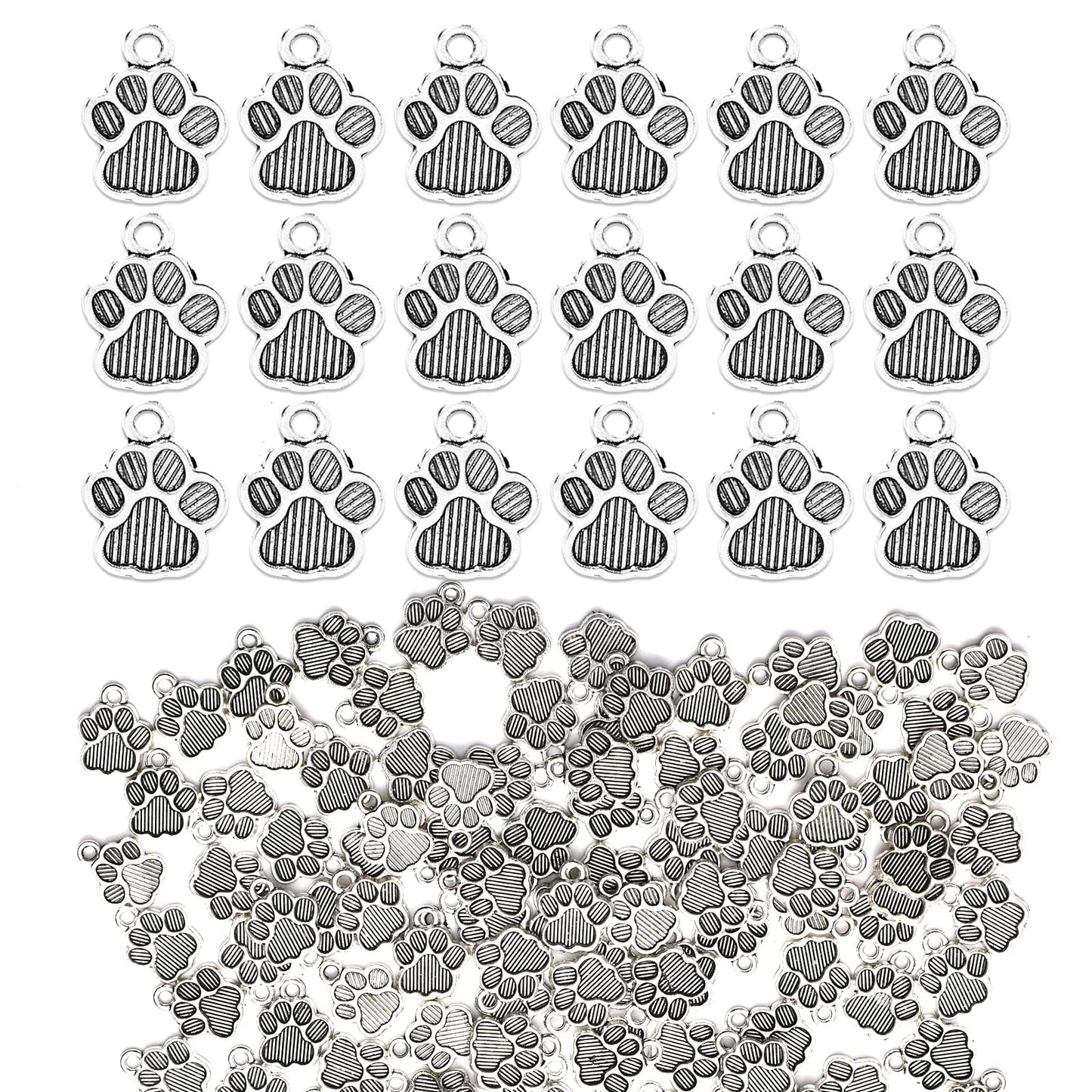 Sliverdew 120 Pcs Dog Paw Charms