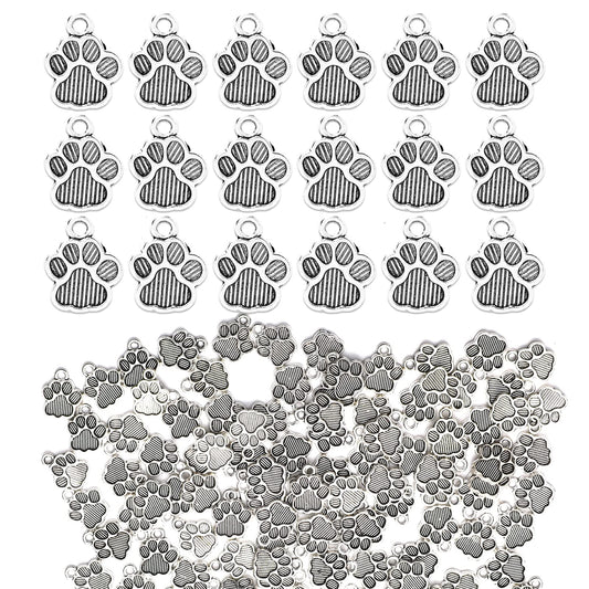 Sliverdew 120 Pcs Dog Paw Charms