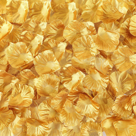 Hariendny 1000 PCS Artificial Silk Flower Petals Gold Artificial Silk Rose Petals Fake Petals Emulation Rose Pedals Flower Petals to Throw Wedding for Hotel Home Parties Anniversaries Wedding