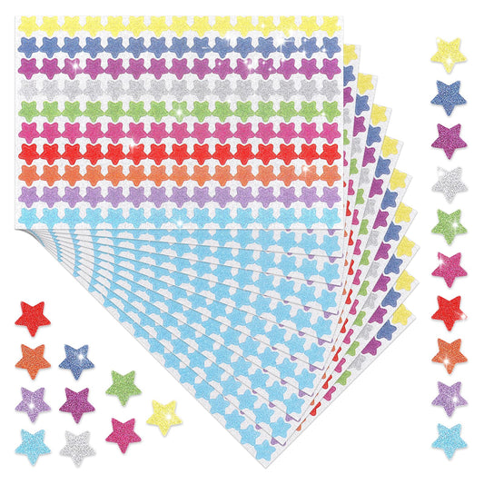 1500Pcs Star Glitter Stickers Sparkly Assorted Coloured Stars Stickers Mini Star Reward Stickers Self Adhesive Star Stickers Incentive Charts Shiny Stickers for DIY Crafts Scrapbooking Party Supplies