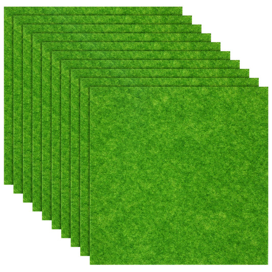 10 Pcs Fake Grass Mat, 15 x 15cm Life-Like Fairy Artificial Grass Mat Garden Micro Grasses Miniature Garden Ornament for Modelling, Toy Farm