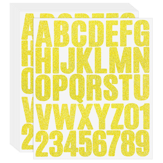 10 Sheets Gold Glitter Letter Stickers Self Adhesive Vinyl Letter Number Sticker Decals Waterproof Alphabet Number Stickers for Gift Scrapbooks Greeting Cards Arts Craft, 2.2 inch
