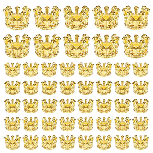 Zyghjort Pack of 50 Mini Crown Pendants, Gold Small Crown Decoration, Vintage 3D Alloy Crown Charms for DIY Jewellery, Necklaces, Bracelets, Craft Accessories, Worry Worry Worry Accessories