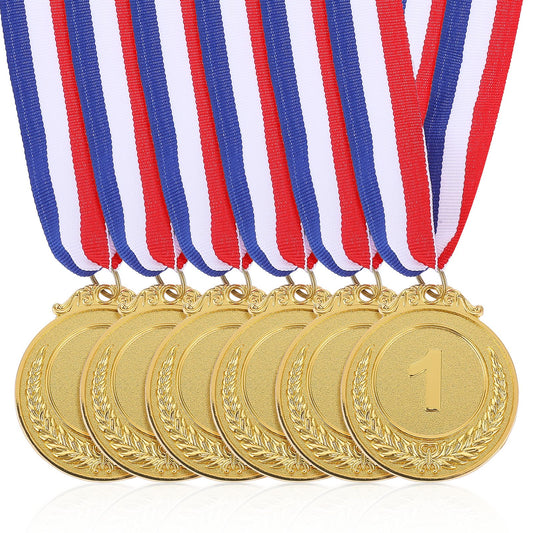 Xelsluthe 6 Pieces Gold Medals for Awards Adults, First Place Metal Award Medals Style Winner Awards Participation Medal for Basketball, Sports, Track, Party, Tournaments, Prizes, Competitions