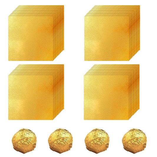 400PCS Candy Foil Wrappers 10cm x 10cm Foil Candy Wrappers Square Sweets Gold Aluminium Foil Paper for Caramel Chocolate DIY Candy Packaging