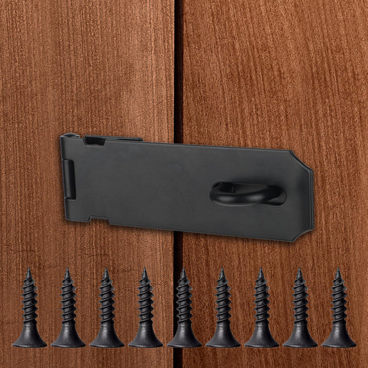 Door Lock Latch, 12cm Large Exterior Shed Door Latch, Black, Shed Door Locks and Latches, Heavy Duty, 304 Stainless Steel Barn Door Latch for Drawers, Gates, Fences, Cabinet Doors