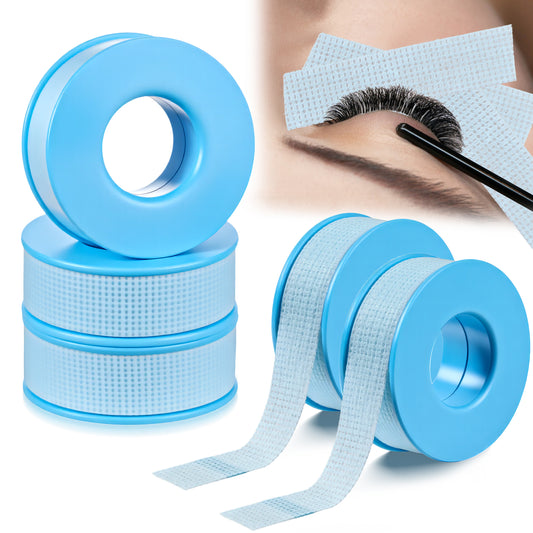 Lash Tape for Eyelash Extensions, 5 Rolls Silicone Gel Eyelash Tape Self Adhesive Breathable Micropore Fabric Tapes for Lash Extension Supplies, Makeup, Eye Shadow, Salon, 0.5 Inch × 10 Yards (Blue)