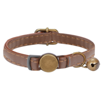 Leather Cat Collars with Bells, Soft Adjustable Leather Kitten Collar, Safety Lightweight Pet Kitten Collars for Most Cats and Small Dogs