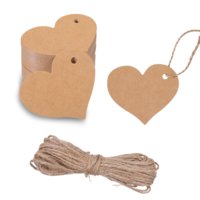 100Pcs Heart Gift Tags with String Kraft Paper Heart Shaped Gift Tags 2.5X2.1 in Blank Wedding Favor Hang Tag Party Favors Hangtag Gifts Wrapping Tag for Birthday, Valentine's, Mother's Day, Wedding