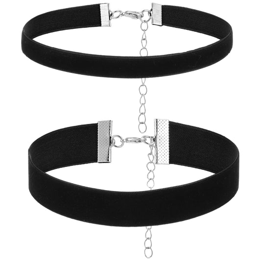 Xelsluthe 2PCS Black Choker Necklace Set, Black Velvet Ribbon Choker Necklace, Adjustable Velvet Chokers for Women, Gothic Jewelry, Halloween Cosplay Accessories, Birthday Party, Valentines Day Gifts