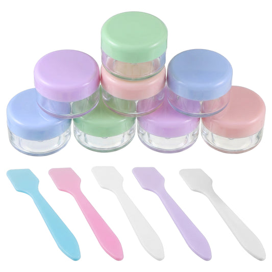 8 PCS 5 ml Tiny Travel Containers Small Travel Jars with Lids TravelLotion Container Refillable Makeup Samples Container for Toiletries, Creams