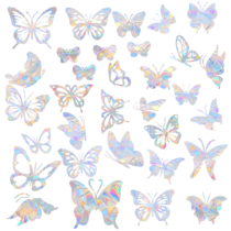 35 Pcs Window Decals for Bird Strikes, Butterfly Rainbow Stickers, Anti Collision Window Bird Sticker, Birds Deflectors Sticker for Glass Windows