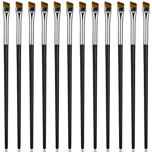 12 Pcs Angled Eyeliner Brush Fine Eyebrow Tint Brush Tip Thin Slanted Flat Makeup Brushes Ultra Thin Slanted Flat Eye Shadow Brushes for Cosmetic