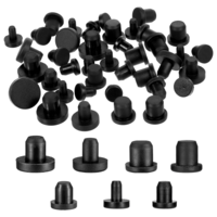 70 Pcs Silicone Rubber Hole Plug, 7 Sizes Round Rubber Button Hole End Covers, Silicone Plugs, Black High Temp T-Type Hole Plug, Soft Flexible Stopper, Waterproof & Sealing