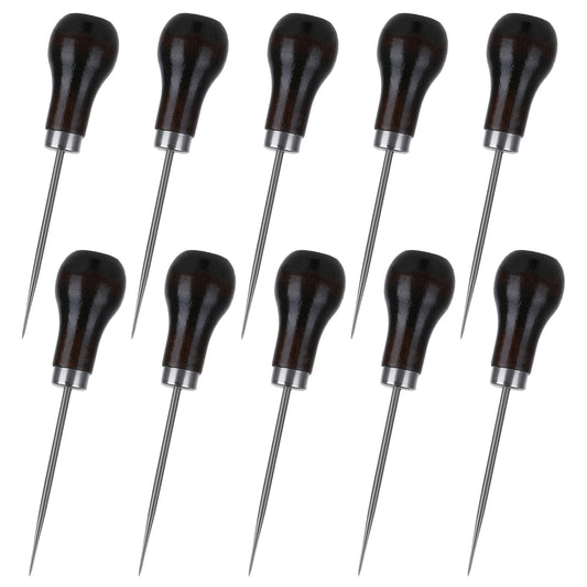 10 Pack Awl, Gourd Shape Awl, Wooden Handle Scratch Awl, Tailors Awl, Gourd Awl, Sewing Awl Tool for Leather Punch Hole, DIY Handmade