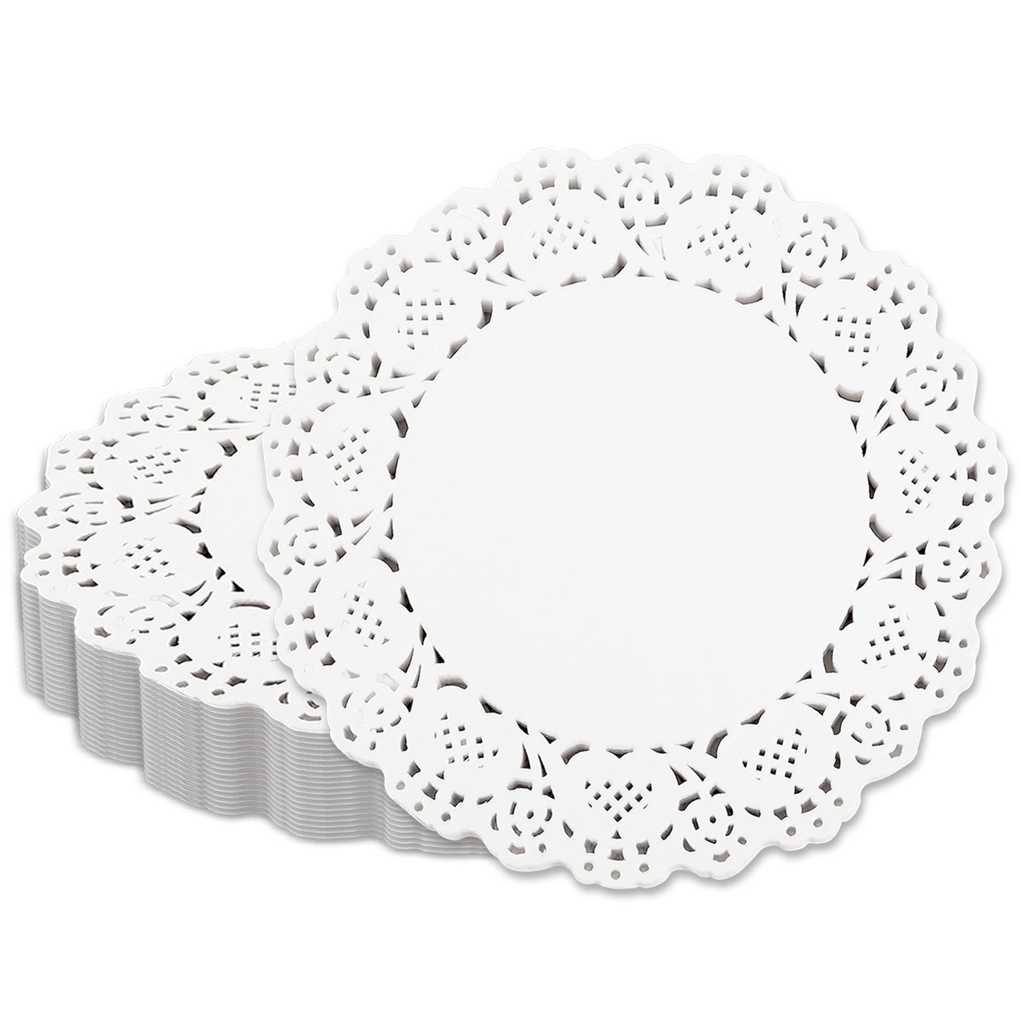 Vin beauty 150 Pieces Paper Doilies White Doilies Lace Paper Disposable 5.5 inch Round Paper Doilies for Buffet Cake Fried Food Party Christmas Wedding Tableware Decoration