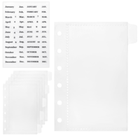 12 Pcs A7 Size Binder Pockets 6 Hole Cash Envelopes Tab Dividers, 6 Ring Clear Waterproof PVC Document Zipless Folders Pockets for Budgeting Planner Inserts Filing Documents Accessories
