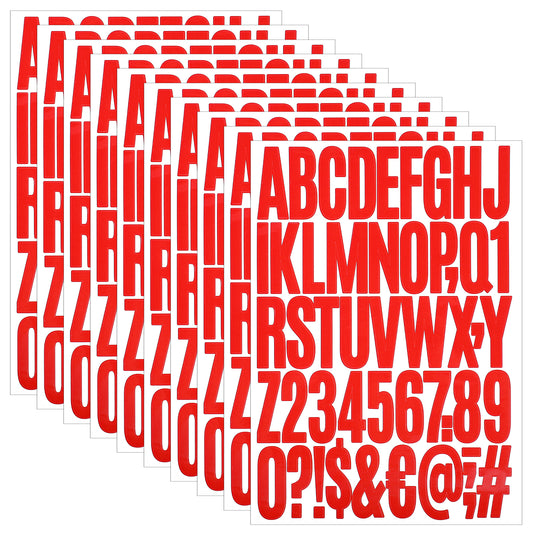 10 Sheets Vinyl Letter Stickers 2 inch Waterproof Mailbox Numbers Sticker Letters Self-Adhesive Alphabet Numbers Stickers for Mailbox Window Door Signs Cars Boats Address Number(Red)