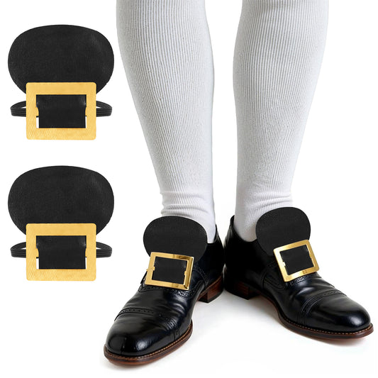 Xelsluthe Colonial Shoe Buckle, Gold Shoe Buckles Costume Accessory Historical Shoes Buckles Costume Accessory for Pilgrim and Fancy Dress