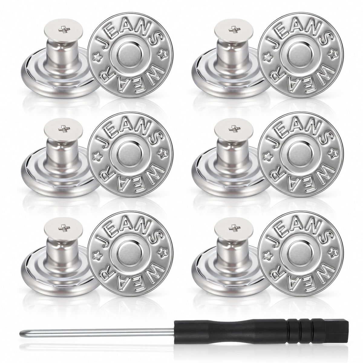 12 PCS Jean Buttons, 17mm No Sew Adjustable Jeans Buttons