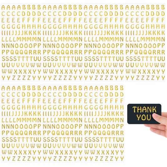 7 Sheets Gold Letter Stickers Alphabet Self-Adhesive Stickers Gold Alphabet Letter Vinyl Stickers Small Gold Alphabet Sticker Waterproof for DIY Craft Art Scrapbooks Greeting Cards