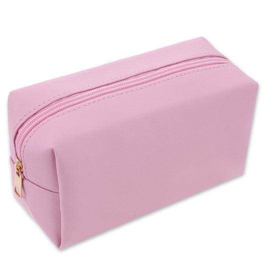 Makeup Bag PU Leather Cosmetic Bag Make Up Organizer Portable Storage Purse Large Capacity Waterproof Small Neat Multifunctional Zipper Pouch Travel Toiletry Bag for Women Daily Use(Pink)