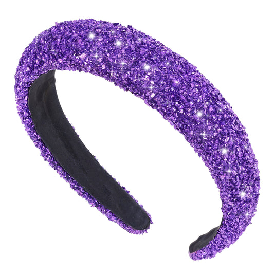 Rhinestone Headband for Women Purple Crystal Bling Non-Slip Wide Headband Cute Hairbands Bridal Hair Hoop Accessories Solid Sparkle Holiday Wedding Hair Styling Hairbands
