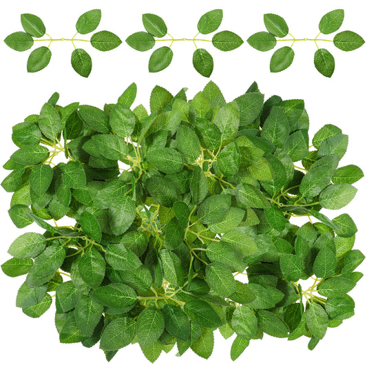 Xthrotsenk 100 pcs Artificial Green Leaves Bulk Greenery Leave Fake Rose Flower Leaves Plant Jungle Leave Decorations for DIY Wedding Bouquets Wreaths Decor