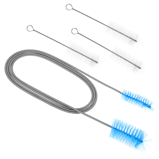 Drain Brush, 4 Pcs Flexible Long Drain Cleaning Brush 63 Inch Long Double Ended Elastic Nylon Pipe Cleaners Brush and 3 Pcs 5 Inch Straw Cleaner Brush for Home Kitchen Sink Plumbing Slim Holes
