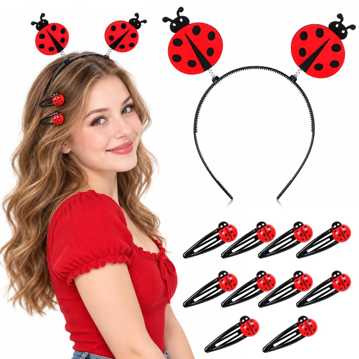 Ladybug Headbands and Ladybug Hair Clips for Women Girls