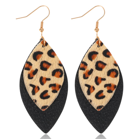 Leopard Earrings, Boho Fringed Statement Earrings Cheetah Print Earrings Soft Lightweight Leopard Handmade Tear Drop Dangle Earrings Jewelry Leopard Print Earrings for Women Girls