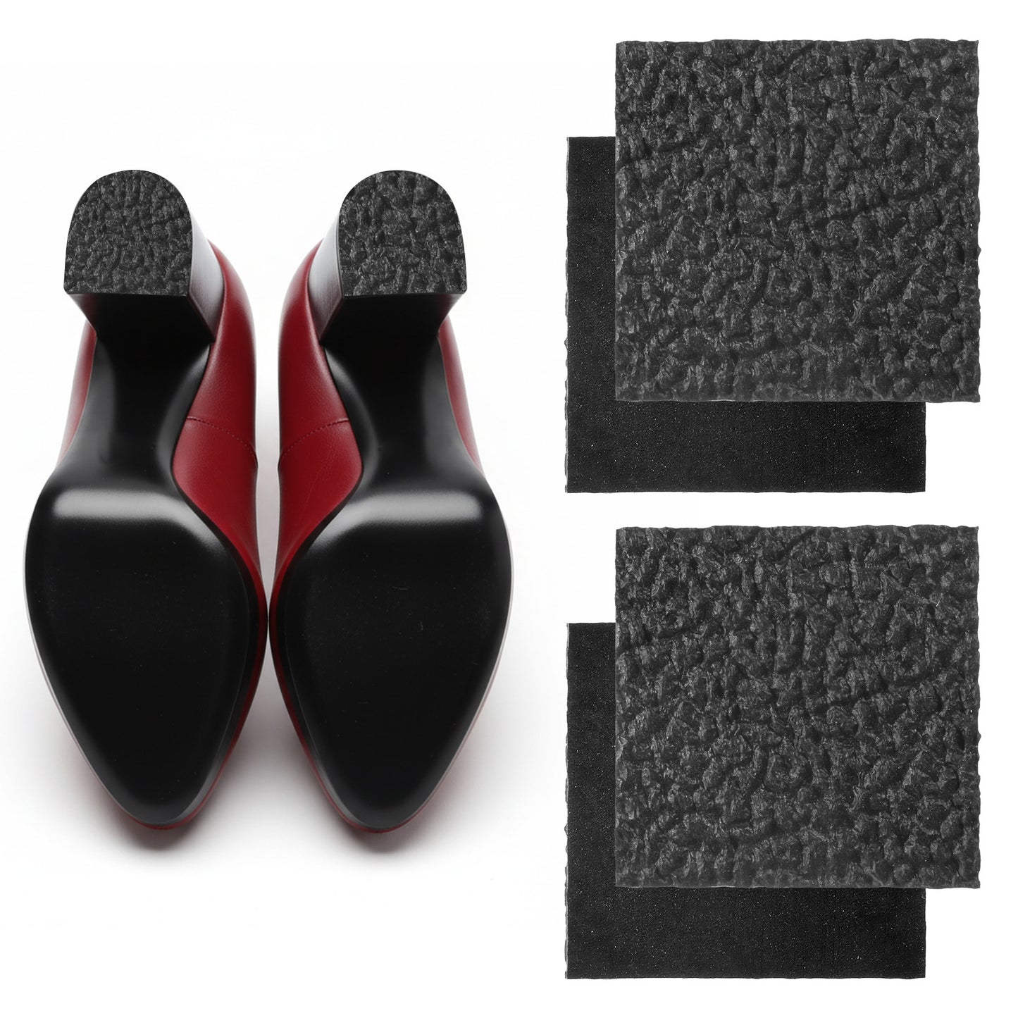 Alrhso Shoe Heel Repair Pads, 4 Pcs Rubber Boot Heel Replacement Patch Black Stone Pattern Square High Heels Repair Non-Slip Shoes Sole Protector (2.4 x 2.4 x 0.14 Inch)